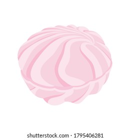 vector illustration of pink marshmallow isolated on white background, sweet element of design