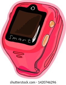 Vector illustration of a pink modern smartwatch