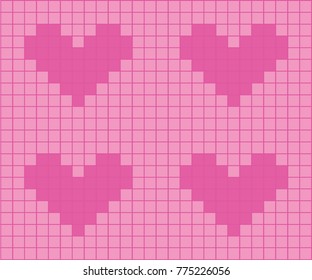 Imagen vectorial del corazón de mosaico rosa para el amor.  patrón transparente