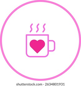 Vector illustration: Pink mug with heart symbol on a white background.