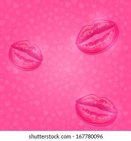 Vector Illustration of Pink Open Lip. Sweet Kisses
