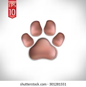 vector illustration. pink pads of a cat. traces of a kitten
