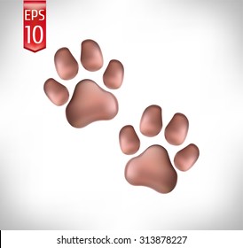 vector illustration. pink pads of a cat. traces of a kitten