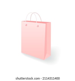 ilustración vectorial, bolsa de papel rosa sobre fondo blanco aislado. concepto de compra, regalo