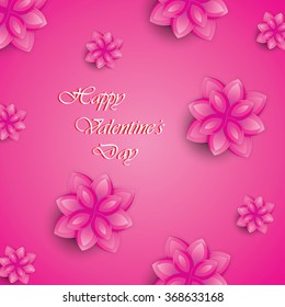 Vector illustration of pink paper flowers for valentine