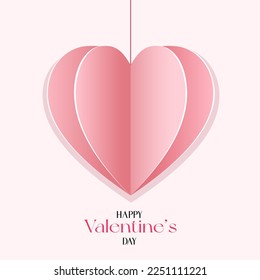 Vector illustration with a pink paper heart for Valentine's day design