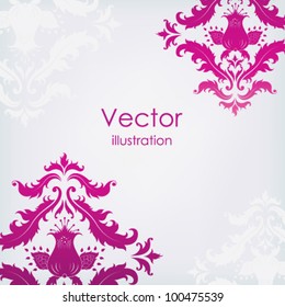 Vector illustration of a pink pattern on a light background symmetrically located