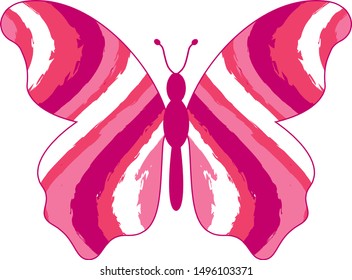 vector illustration of pink patterned butterfly