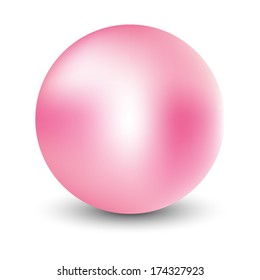 Vector illustration of pink pearl on white background