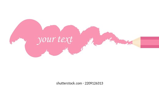 Vector illustration of pink pencil with drawn line. Lip pencil.