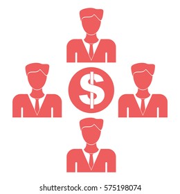 Ilustración vectorial de personas rosas con icono del dólar
