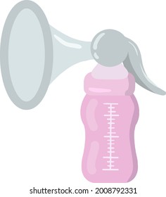 Ilustración del vector bomba de pecho de plástico rosa con medida de la botella y la regla