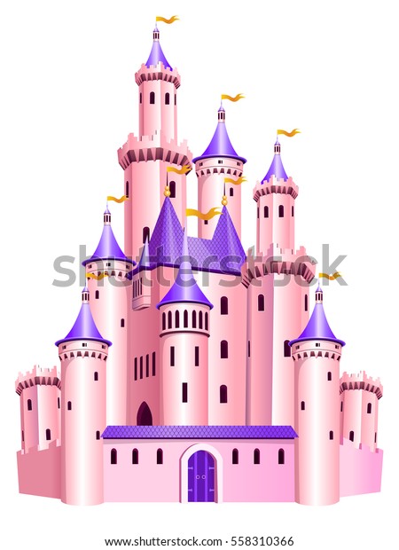 ピンクの王女のお城のベクターイラスト お話しの憂鬱な宮殿 のベクター画像素材 ロイヤリティフリー