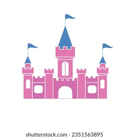 The vector illustration of pink princess magic castle