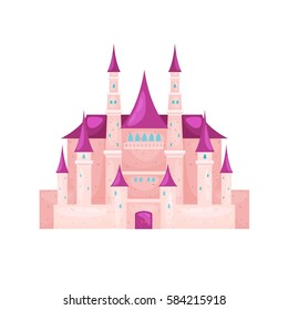 vector illustration of pink princess magic castle