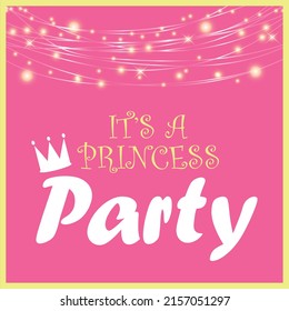 vector illustration of pink  princess party invitation