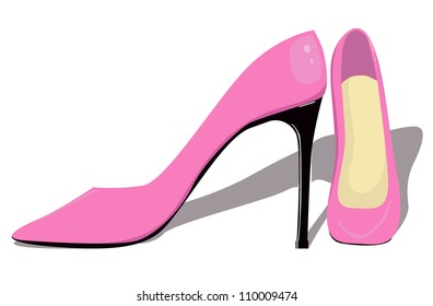 vector illustration of pink pumps isolated on white background
