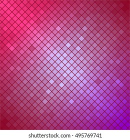 Vector illustration of Pink and purple background. Squares. Stained glass.