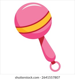 Vector illustration of a pink rattle for girls. Great for nursery decor, baby products, and child care themes.