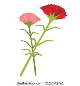 Ilustración vectorial de claveles rosados y rojos para el Día de la Madre.