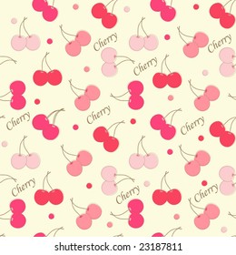 Vector illustration. Pink and red cherries seamless background.