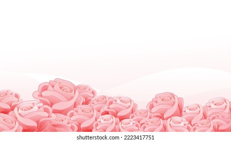 Vector illustration of pink or red roses blossom background design for greeting card, Valentine’s Day, invitation card for the wedding