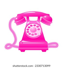 Vector Illustration of a pink retro Telephone isolated on white