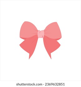 Vector Illustration of Pink Ribbon Icon. Ribbon Necktie vector illustration. Butterfly tie icon, Pink Bow pictogram isolated on white background. Simple Party Bow Tie icon in flat style 