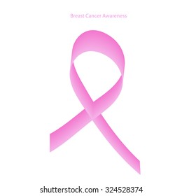 Vector illustration pink ribbon - symbol breast cancer awareness isolated on white.