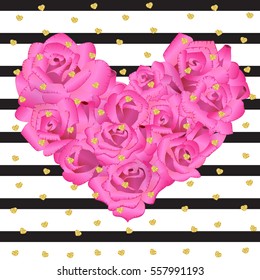 Vector illustration of pink roses heart