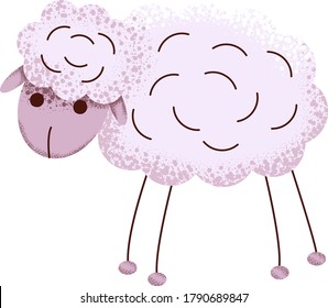 Vector illustration of a pink sheep or bull, lamb in the style of a cartoon. Concept of wildlife, household, year of the bull, insomnia, children's games. Can be used for books, Wallpapers,. fabrics