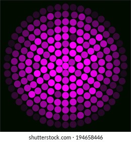 Vector illustration of Pink shiny globe on a black background  