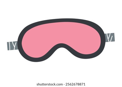 Vector illustration of pink silk sleep mask. Cartoon style doodle, sleeping accessory in flat design, ideal for themes of relaxation, self care, female beauty, bedtime routine