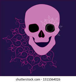 Vector illustration with pink skull.