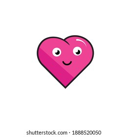 Vector illustration of pink smiling heart on white background. Art design for Valentine's Day greetings and card, web, banner, poster, flyer, brochure, print.
