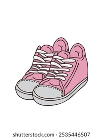 Vektorgrafik von rosafarbenen Turnschuhen im minimalistischen Cartoon-Stil, perfekt für Modeprojekte und Schuhdesign