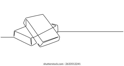 Vector illustration of A pink soap bar is floating surrounded by bubbles, representing the concept of hygiene and cleanliness, continuous line drawing of bar soap.one line drawing of bath soap single