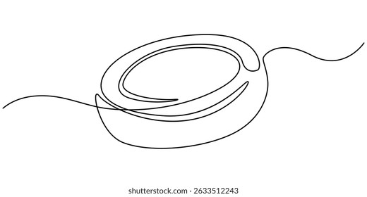 Vector illustration of A pink soap bar is floating surrounded by bubbles, representing the concept of hygiene and cleanliness, continuous line drawing of bar soap.one line drawing of bath soap single