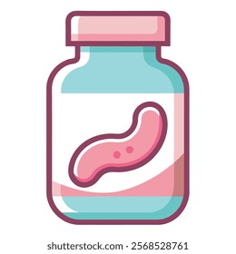 Vector Illustration of a Pink Square Stomach Pill.Perfect for medical, pharmaceutical, or health-related designs. 

