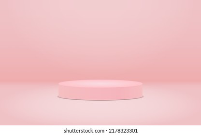 Vector illustration of a pink stage with a stand