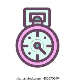 Vector illustration of pink stopwatch on white background