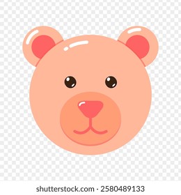 Vector illustration of pink teddy bear face on transparent background