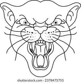 Vector Illustration with Pink Tiger Isolated on a White Background. Tiger's portrait made in an old-stylized tattoo. Vector illustration for coloring book, t-shirts, tattoo art, boho design, posters, 