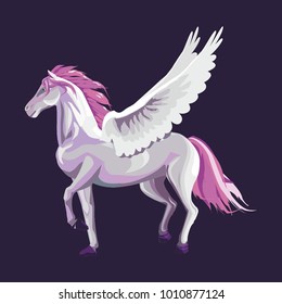 vector illustration of pink unicorn with wings