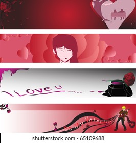 A vector illustration of pink valentine banners