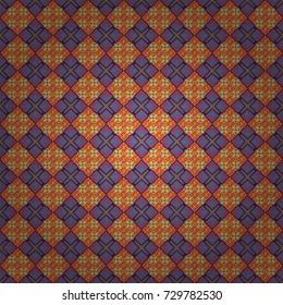 Vector illustration. Pink, violet and yellow abstract background painted geometry shine and layer element seamless pattern.