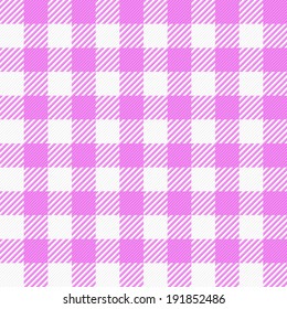 vector illustration of a pink white plaid tablecloth