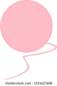 Vector illustration of a pink yarn ball.  For handicraft items packaging or cards.