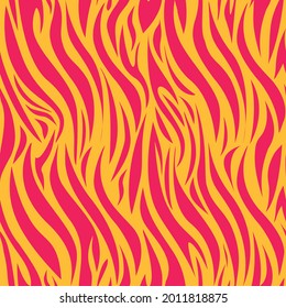 Vektorgrafik rosafarbener und gelber Streifen, die nahtloses Muster der Zebra-Haut bilden