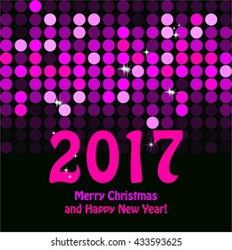 Vector illustration of Pink-purple abstract background. Happy New Year 2017!